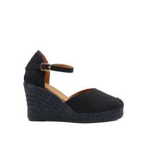 Alpargata Hebilla Suede Negro 7 cuerdas
