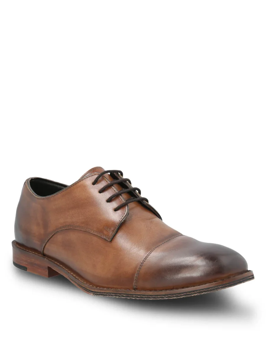 Zapato Vestir Cuero Hombre Warren Café Claro - Imagen 2