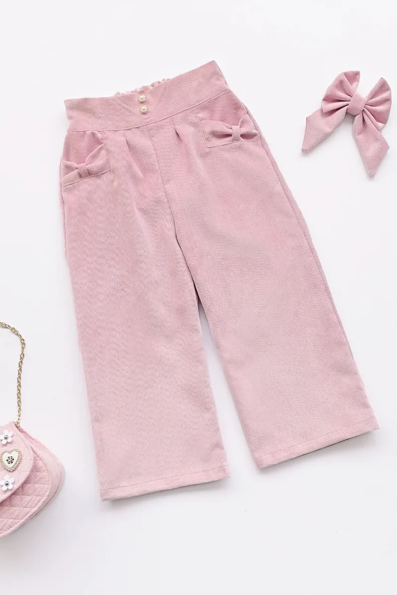 Pantalón para Niña con Pretina en V y Bolsillos con Lazo - Imagen 9