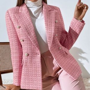 BLAZER TWEED CON ESTAMPADO DE CUADROS