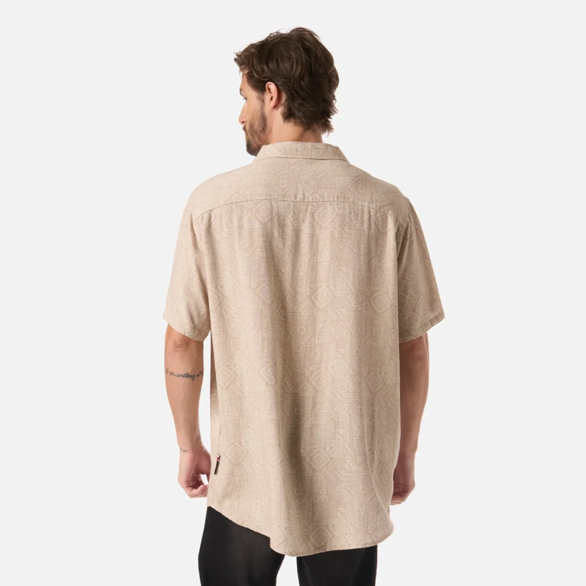 Camisa Hombre Linaje Print Taupe Haka Honu - Imagen 4