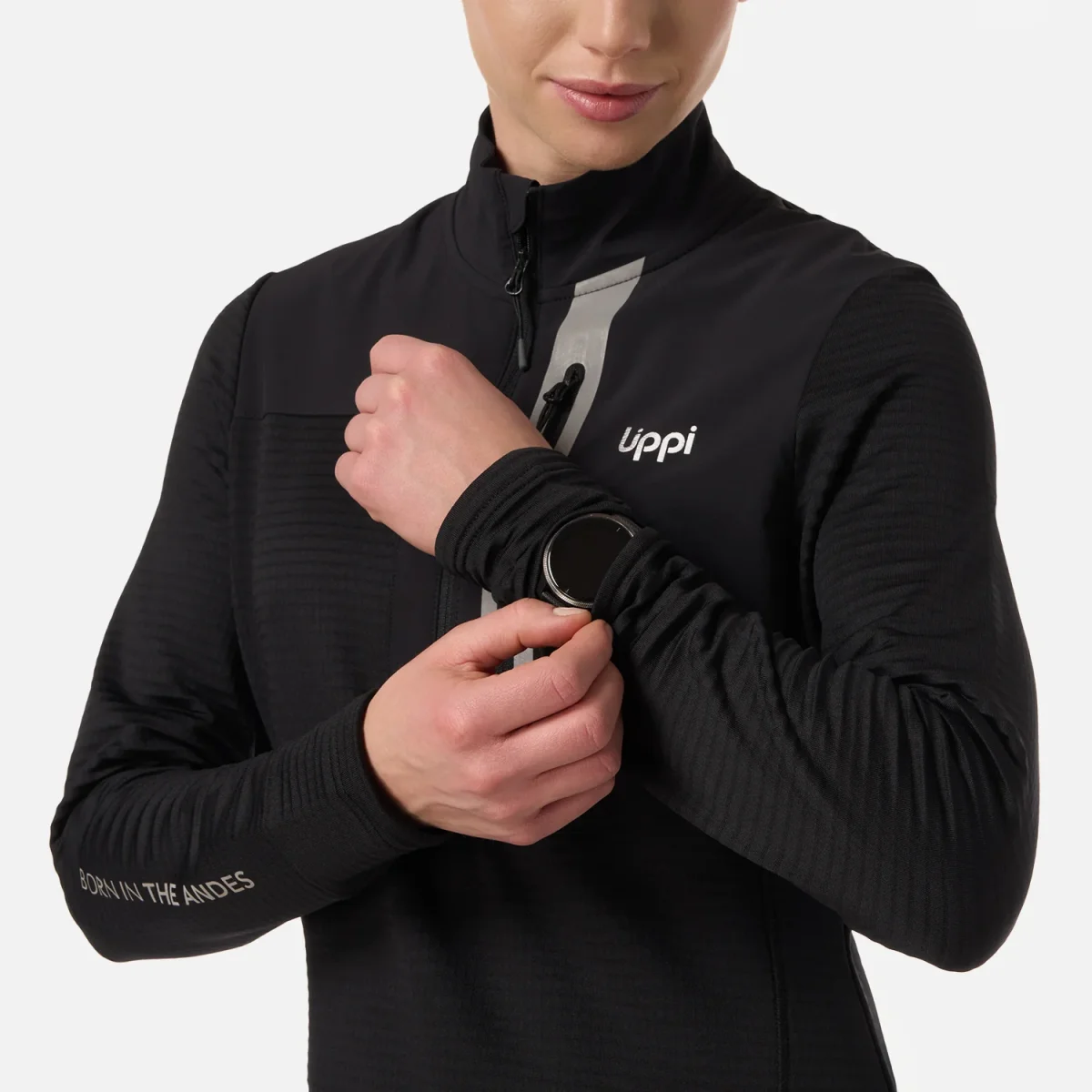 Polerón Mujer Karova Nano-F 1/4 Zip Negro Lippi - Imagen 6