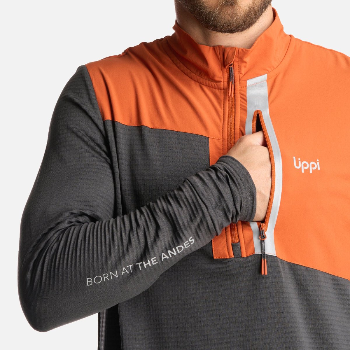 Poleron Hombre Karova Nano F 1/4 Zip Naranjo Oscuro Lippi - Imagen 7
