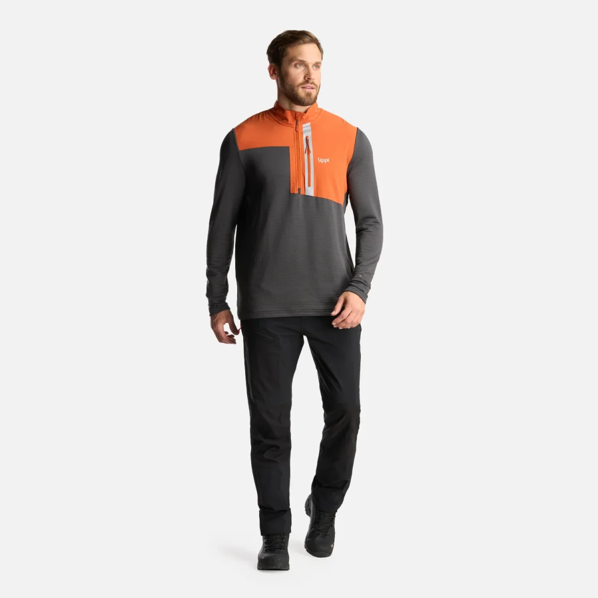 Poleron Hombre Karova Nano F 1/4 Zip Naranjo Oscuro Lippi - Imagen 9